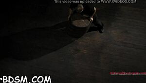 blindfolded babe gagged and choking on huge toy shoved deep in pussy during femdom game 😈