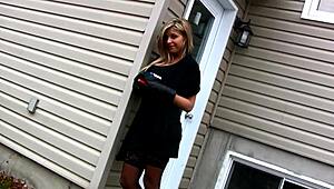 My Sexy Girlfriend Teases in Lingerie Heels Outside!