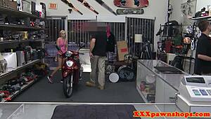 Pawn babe sneaks cocksucking at work tastes broker's hidden cam jizz load.