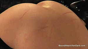 Bound lesbian slaves lick and finger each other to orgasm while madame watches and masturbates hungrily!