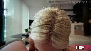 Petite Blonde Fitness Model's Big Tits Bounce in POV Fuck Session