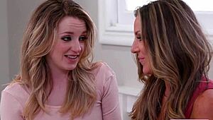 jealous stepmom 😈 licks stepteen's shaved pussy 👅