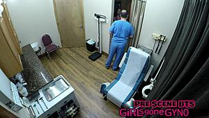 aria nicole in latex gloves spreads hairy pussy for vibrator orgasm research at hospital