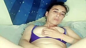 Latina milf orgasms hard shoving huge realistic dildo deep inside her wet pussy