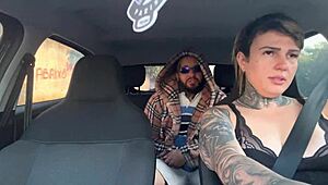 Uber driver spreads wet pussy for bandit passenger car fuck no pay