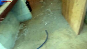 Wife's out! Short hot maid grabs my cock and stuffs it in her pussy!