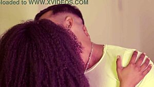 romantic interracial couple rides cowgirl after dinner with big clit facial finish