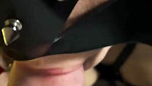 hey collared redhead slave submits to bdsm spanking bondage in stockings