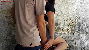 Wife's out! Short hot maid grabs my cock and stuffs it in her pussy!