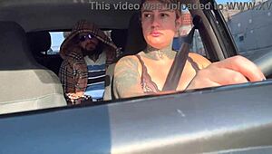 Uber driver spreads wet pussy for bandit passenger car fuck no pay