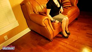 Inked busty coed marcie deepthroats then bends for wild tattooed pussy pound