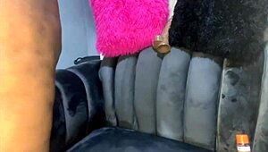 fat ass ebony milf stepsis in lingerie cheats first time with huge dildo toys