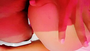 young mexican bbw's tight wet pussy gaped doggystyle by boyfriend on bed