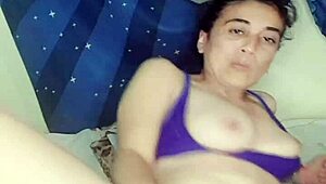 Latina milf orgasms hard shoving huge realistic dildo deep inside her wet pussy