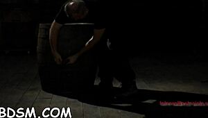 blindfolded babe gagged and choking on huge toy shoved deep in pussy during femdom game 😈