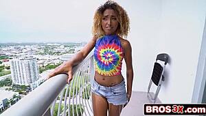 tiny black teen 18+ ebony stretched wide by gigantic white monster cock debut