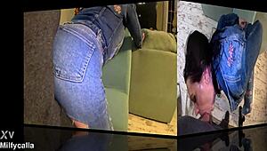 i teased him hardcore till he ripped my jeans for double cumshots on my curvy latina ass