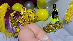 happy new year i fuck virgin stepdaughter's tight ass creampie holiday 🎉🍑💦