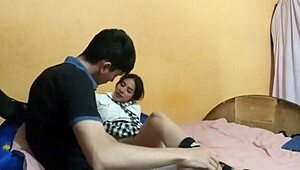 my stepsister schoolgirl begs me to suck and fuck her in every position