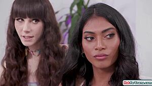 Stepdad Barebacks Asian Trans Stepdaughter and Shemale Friend Anal