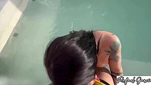 Brazilian beach babe's pussy pounded hard doggystyle creampie