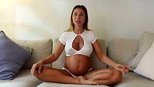 Roxy fox's extra-long tantric yoga masturbation milks her pregnant tits