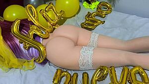 happy new year i fuck virgin stepdaughter's tight ass creampie holiday 🎉🍑💦