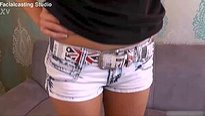 Bonnie Shai debuts in casting with sloppy blowjob ball licking huge facial cumshot