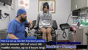 yo zombae gets her 1st gyno exam by dr tampa 😱 petite tattooed brunette spreads in latex gloves sneakers shorts backstage florida 🔥
