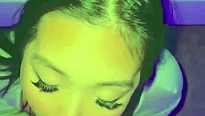 Sloppy deepthroat gagging on big cock then missionary pounding juicy asian pussy lips