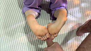 Stepmom's Fresh Pedicure Leads To Stepson's Bedroom Footjob Delight