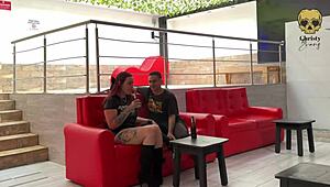 bar pickup redhead milf bareback fucks cute guy in wet bathroom