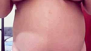 Pregnant Arab stepmom strips webcam teasing hairy pussy for hard fuck