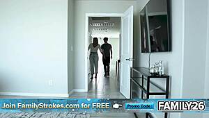 Stepmom catches stepson jerking to stepsis joins for taboo threesome lesson