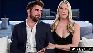 wifey can't resist that bbc, blonde country hotwife rides it hard while hubby watches every thrust.