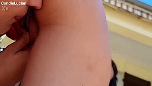 two cute brunettes wash bikes then dive into each other's pussies outdoors