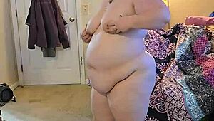 bbw milf slowly strips lingerie revealing her huge tits and thick ass