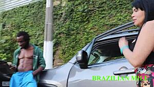 Manobrista rams monster black cock through patroa's see-through sheer on street.