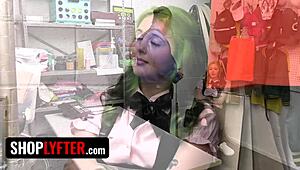 yo cute alt girl with pierced nipples pays for shoplifting with rough face fuck