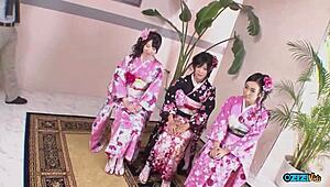 Cosplay asian petites deepthroat group cocks in kimono bisexual nipple frenzy