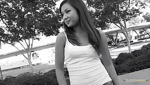 Naughty Asian Babe Picked Up For Intense Interracial Threesome With Bent Over Doggystyle And Cowgirl Rides!