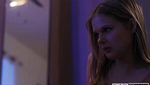 concerned stepdad PUTS chastity belt on young stepdaughter's shaved pussy