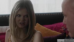 concerned stepdad PUTS chastity belt on young stepdaughter's shaved pussy