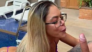 tattooed dude BENDS OVER hot blonde SLUT and fucks her BIG PUSSY doggystyle till gaping