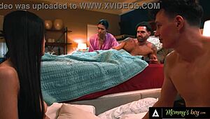 Petite Alexia Anders fucked hard next to stepmom Dana in wild 4some?!