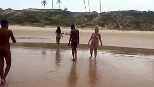 whoa i went to nudist beach for sea bath but ended up bathing in hot cum from sexy latina african fetish cutie