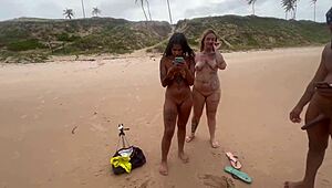 whoa i went to nudist beach for sea bath but ended up bathing in hot cum from sexy latina african fetish cutie