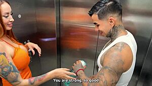 Ran into my sexy neighbor in the elevator and we fucked hard outdoors after