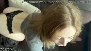 Hot blonde watches Netflix then takes cum in mouth