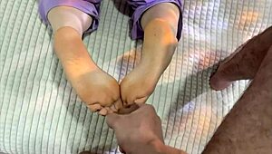 Stepmom's Fresh Pedicure Leads To Stepson's Bedroom Footjob Delight